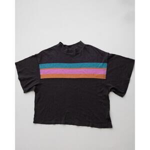 Free People Dark Grey Cropped Tee (Small)